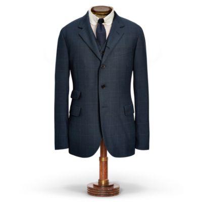 Ralph Lauren Windowpane Wool Sport Coat Blue