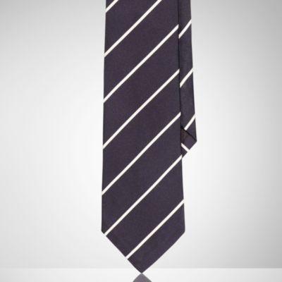 Ralph Lauren Striped Silk Satin Tie Navy
