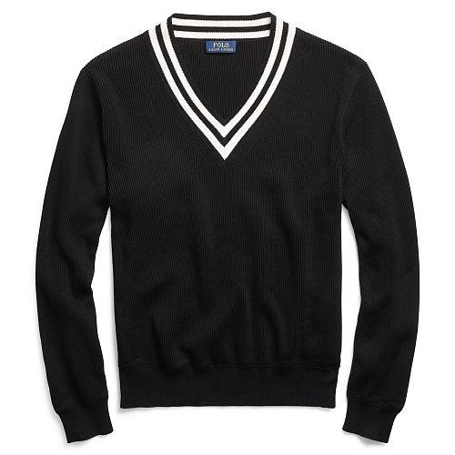 Polo Ralph Lauren Cotton Cricket Sweater Black And Cream