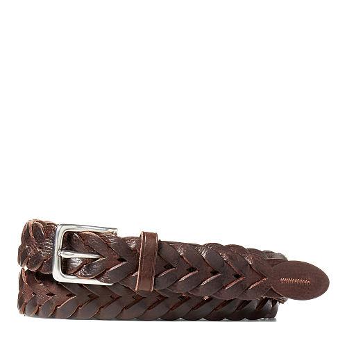 Polo Ralph Lauren Braided Vachetta Leather Belt Dark Brown