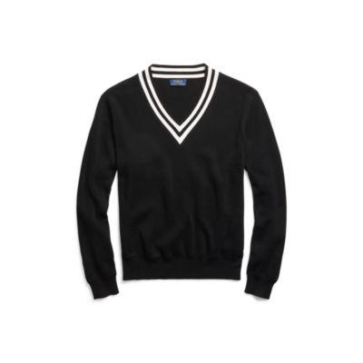 Ralph Lauren Cotton Cricket Sweater Black And Cream