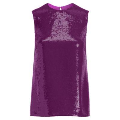 Ralph Lauren Alandra Sequined Silk Top Amethyst