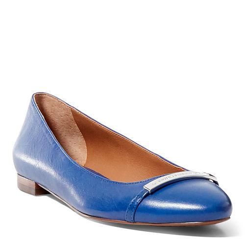 Ralph Lauren Lauren Farrel Leather Ballet Flat Spectator Blue