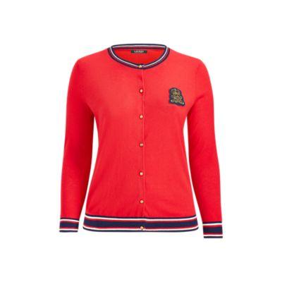 Ralph Lauren Bullion-patch Cotton Cardigan Crimson/multi