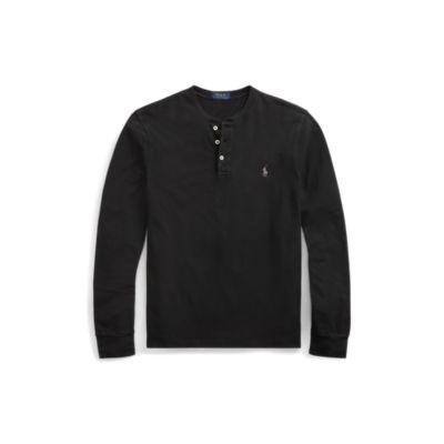 Ralph Lauren Featherweight Mesh Henley Polo Black 1x Big