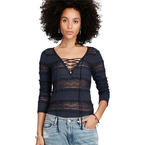 Ralph Lauren Denim & Supply Lace-up Top Navy