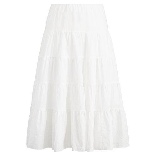 Ralph Lauren Lauren Woman Tiered Cotton Maxiskirt White