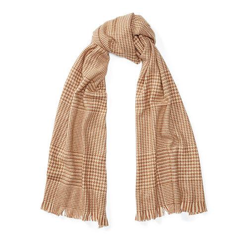 Ralph Lauren Lauren Oversized Glen Plaid Scarf Camel Glencheck