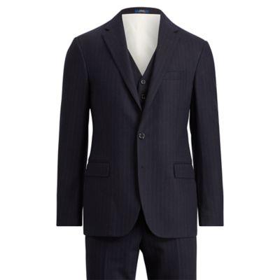 Ralph Lauren Polo Striped Wool 3-piece Suit Navy And Grey