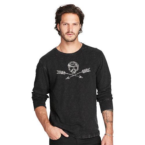 Ralph Lauren Denim & Supply Cotton Jersey Graphic Pullover Polo Black Skull Arrows
