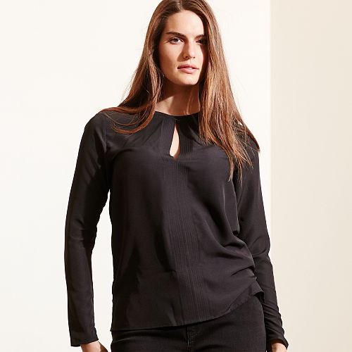 Ralph Lauren Lauren Woman Crepe Keyhole Blouse Black