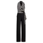 Ralph Lauren Striped Jersey V-neck Jumpsuit Blk/blk/cream