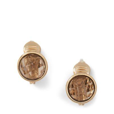 Ralph Lauren Glass Clip-on Earrings Gold/smokey Quartz