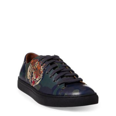 Ralph Lauren Jermain Tiger Calfskin Sneaker Olive Camo