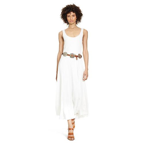 Polo Ralph Lauren Jersey Tank Maxidress White Pearl