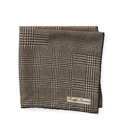 Ralph Lauren Patchwork Plaid Pocket Square Black/cream