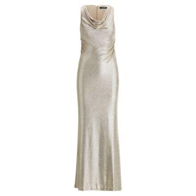 Ralph Lauren Metallic Sleeveless Gown Gold