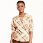 Ralph Lauren Lauren Petite Plaid Crepe Wrap Shirt Multi