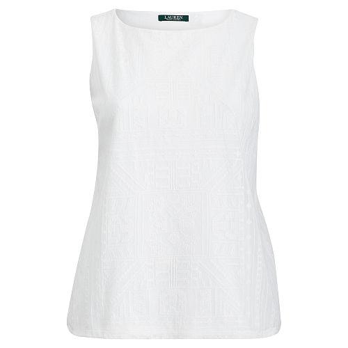 Ralph Lauren Lauren Woman Geometric-embroidered Tank White