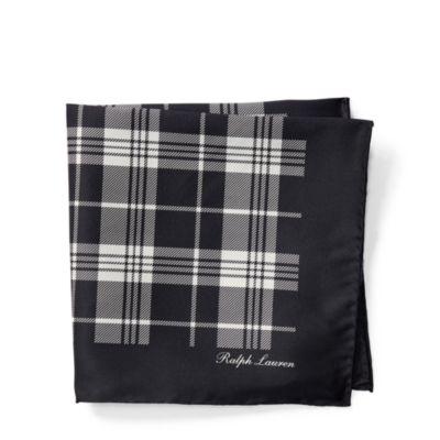 Ralph Lauren Plaid Silk Pocket Square Black/white