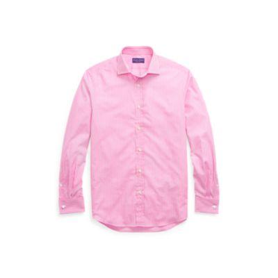 Ralph Lauren French Cuff Cotton Dress Shirt Pink And White