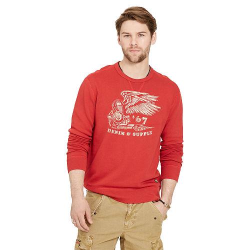 Ralph Lauren Denim & Supply Terry Graphic Sweatshirt Sportsman Orange