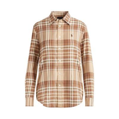 Ralph Lauren Relaxed Fit Plaid Twill Shirt Camel/cream