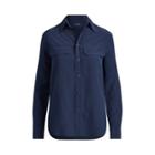 Ralph Lauren Silk Crepe Button-down Shirt Navy