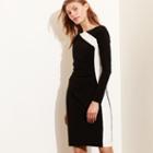 Ralph Lauren Lauren Petite Two-toned Jersey Dress Black/white