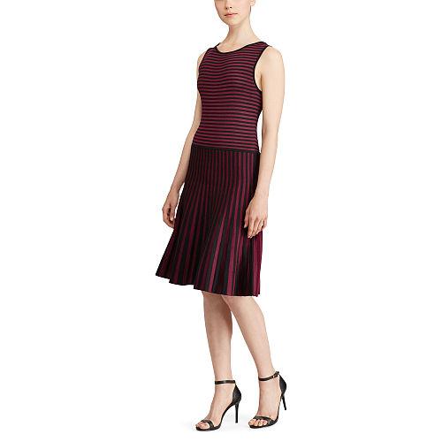 Ralph Lauren Lauren Striped Fit-and-flare Dress