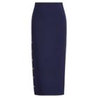 Ralph Lauren Buttoned Knit Midi Skirt Dark Navy