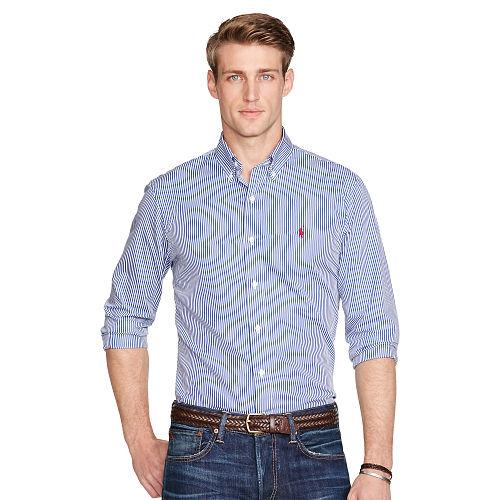 Polo Ralph Lauren Slim-fit Striped Poplin Shirt Force Blue/white