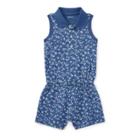 Ralph Lauren Floral Mesh Polo Romper Navy/cream Multi 6m