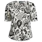 Ralph Lauren Lauren Woman Paisley-print Scoopneck Tee Black/pearl