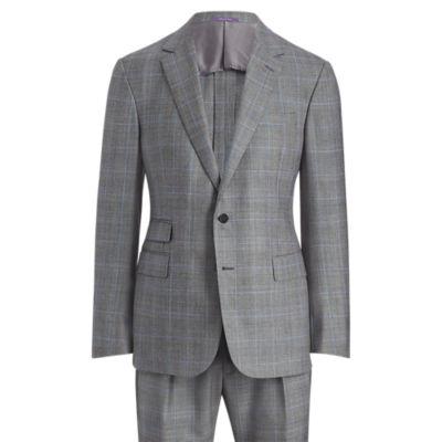 Ralph Lauren Glen Plaid Wool Twill Suit Black And Grey W/ Blue