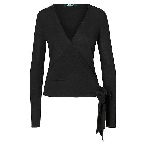 Ralph Lauren Lauren Silk-blend Wrap Sweater Polo Black