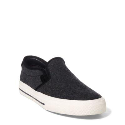 Ralph Lauren Vaughn Flannel Slip-on Sneaker Charcoal