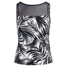Ralph Lauren Mesh-yoke Palm-print Tankini Black And White