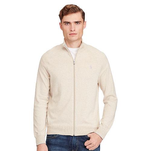 Polo Ralph Lauren Cotton Full-zip Sweater Oatmeal Heather