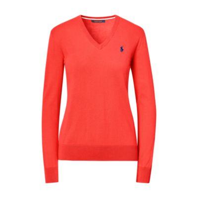 Ralph Lauren Cotton V-neck Sweater Coral Glow