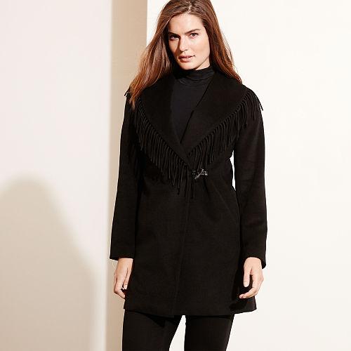 Ralph Lauren Lauren Woman Fringe-trim Wool-blend Jacket Black