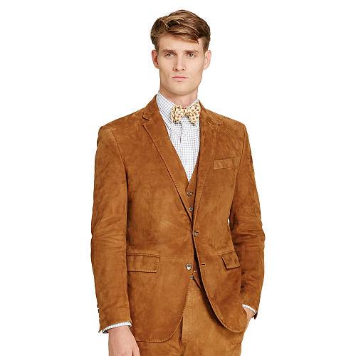 Polo Ralph Lauren Connery Suede Suit Jacket Dark Camel