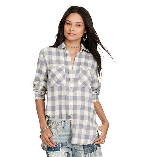 Ralph Lauren Denim & Supply Cotton-linen Utility Shirt Cream Plaid