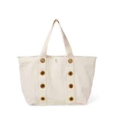 Ralph Lauren Grommet-trim Large Canvas Tote Natural