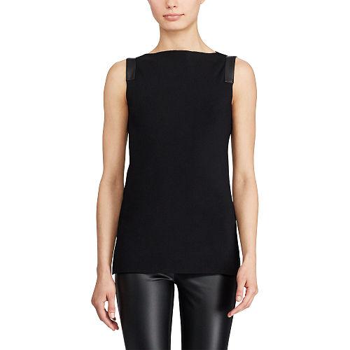 Ralph Lauren Lauren Leather-trim Boatneck Top