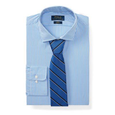 Ralph Lauren Slim Fit Cotton Dress Shirt 2267 Soft Blue/white