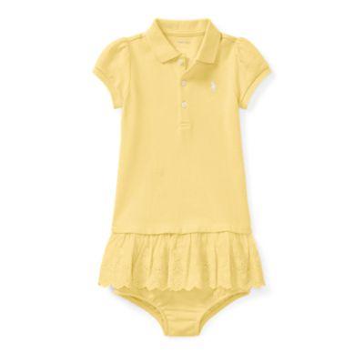 Ralph Lauren Eyelet Polo Dress & Bloomer Wicket Yellow 3m