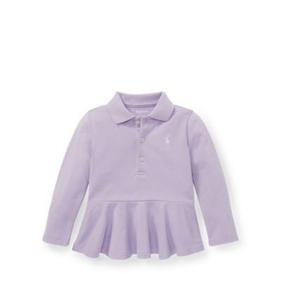 Ralph Lauren Cotton Mesh Peplum Polo Shirt French Lilac 24m