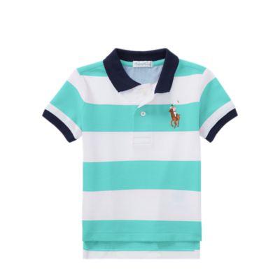 Ralph Lauren Striped Cotton Mesh Polo Shirt Light Mint 6m