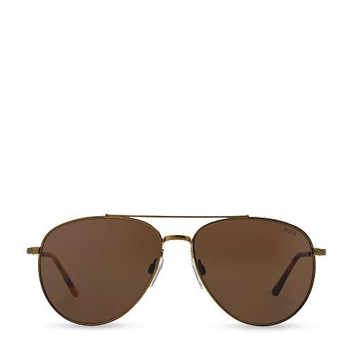 Polo Ralph Lauren Engraved Aviator Sunglasses Aged Bronze